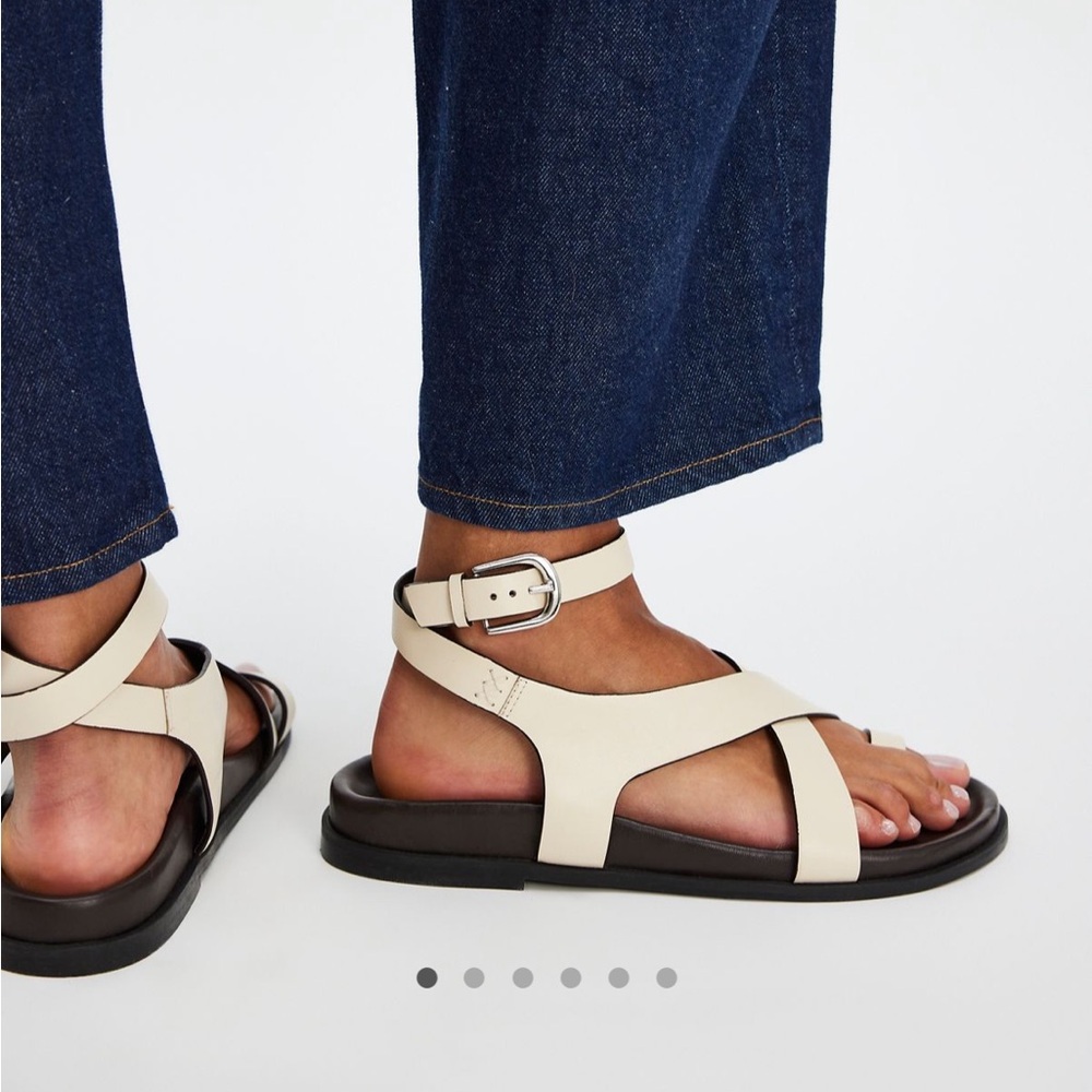 Free People Anya Criss-Cross Footbed Sandals In Ecru